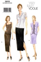 9819 SO EZ VOGUE LOOSE BLOUSE, FIT TOP,  SKIRT LENGTHS PATTERN 18-22 OR 12-16 CHOICE